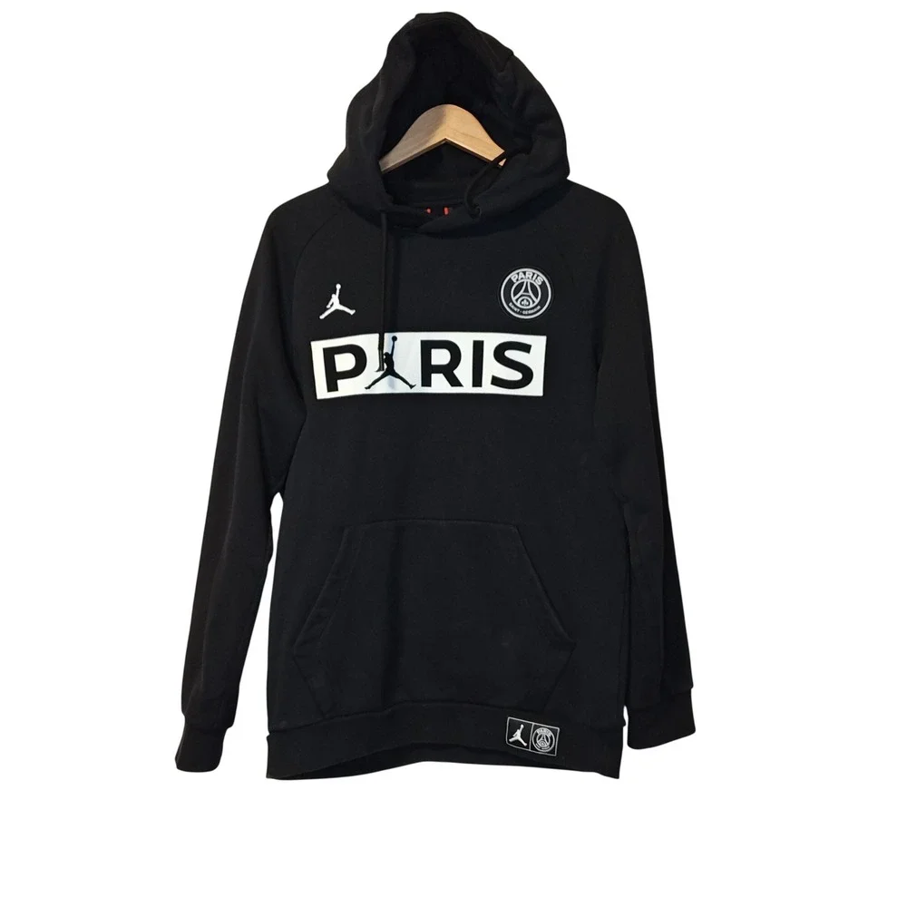 Michael Jordan Hoodie Men M Blk Paris Saint-Germain PSG Jumpman Fleece Pullover‎